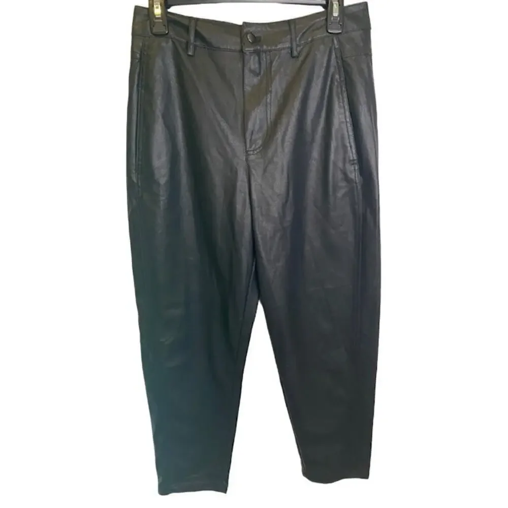 Zara Faux Leather Black pants Size Small NWOTs‎